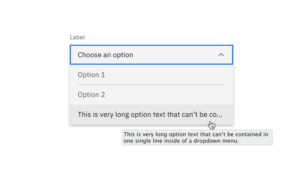 Dropdown overflow text truncation.